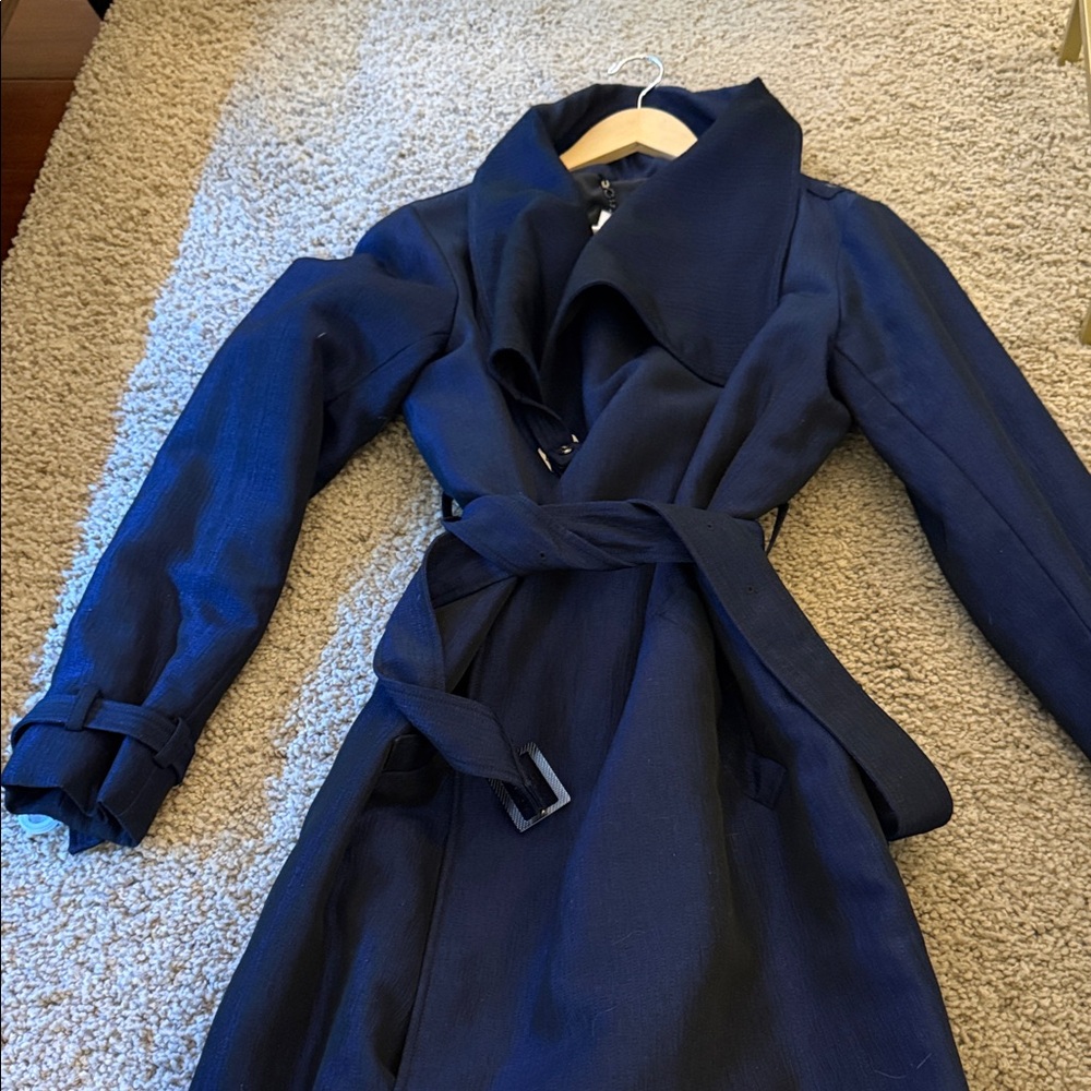 Armani Collezioni Women's Navy Trench Coat - Picture 2 of 5